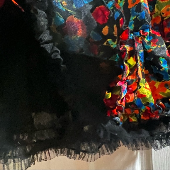 Steve Madden Rainbow Splatter Satin Mini Skirt Size Large - Picture 4 of 11